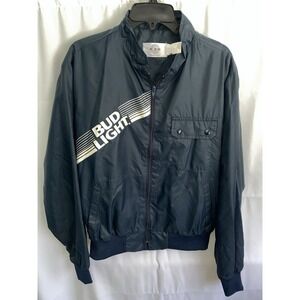 Vintage 80s Bud Light Beer Full Zip Bomber Jacket Mens Large Made USA